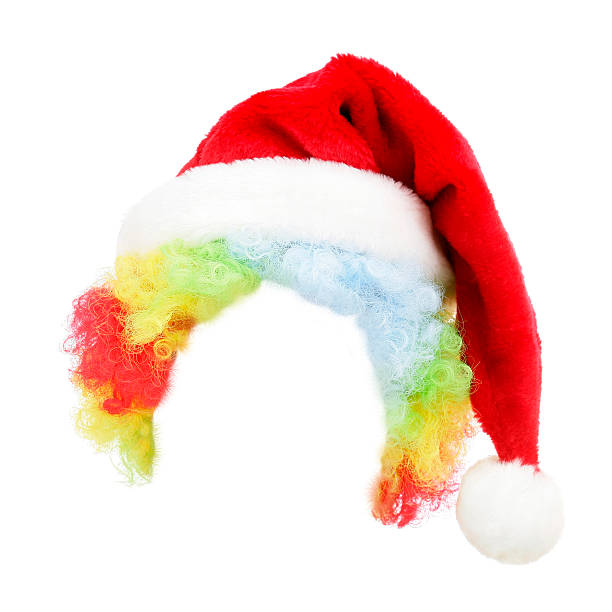 istock Santa hat with a clown wig isolated 518717317