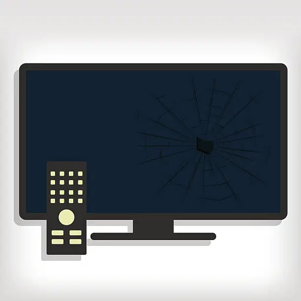 Vector illustration of Broken smart tv monitor