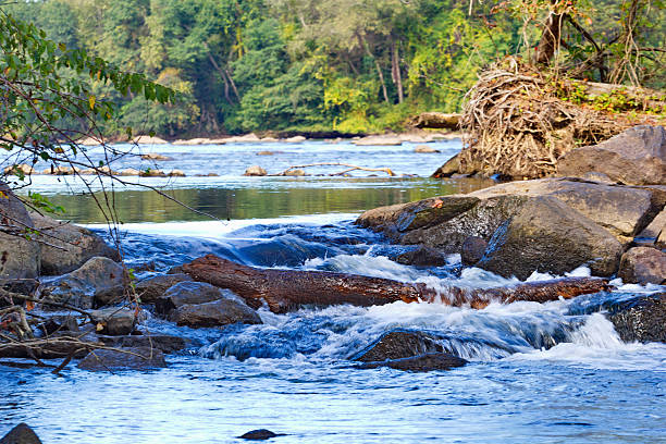 Babbling falls on Catawba River stock photo