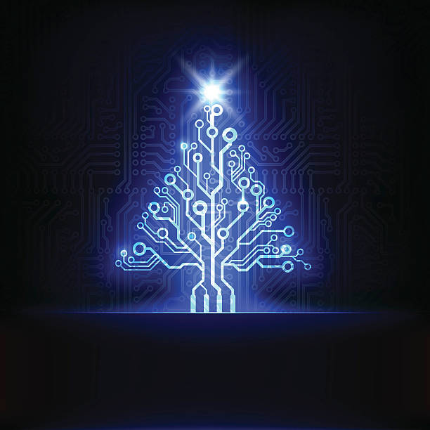 illustrations, cliparts, dessins animés et icônes de circuit intégré sapin de noël - computer network engineer communication design