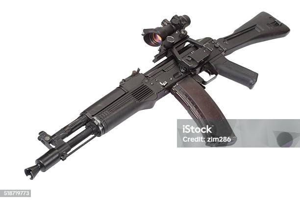 Modern Assault Rifle On White Stock Photo - Download Image Now - 45-49 Years, AK-47, Alaska - US State