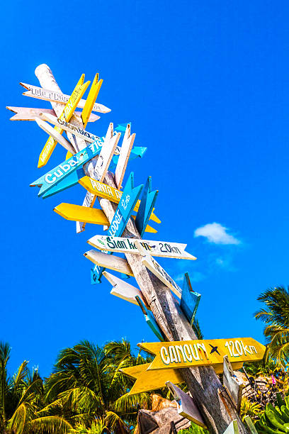 istock Signpost on beach in Tulum, Mexico 518720803