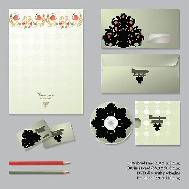 Vector illustration of Vector corporate identity templates with  floral symmetrical elements