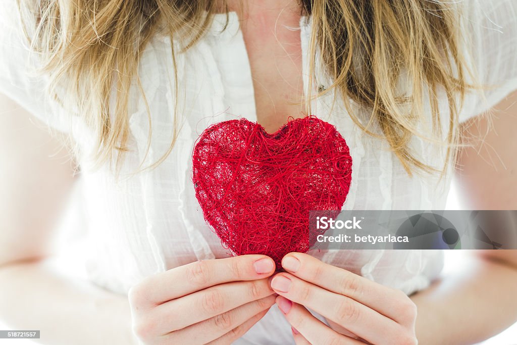 love concept, woman holding heart Adult Stock Photo