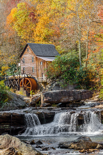 The Glade Creek mill in Babcock State park on an Autumn morning.  