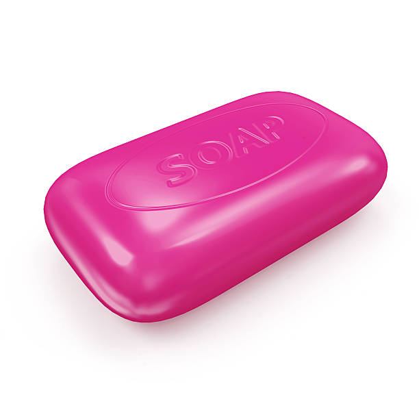 istock Pink Soap isolated on white background 518724305