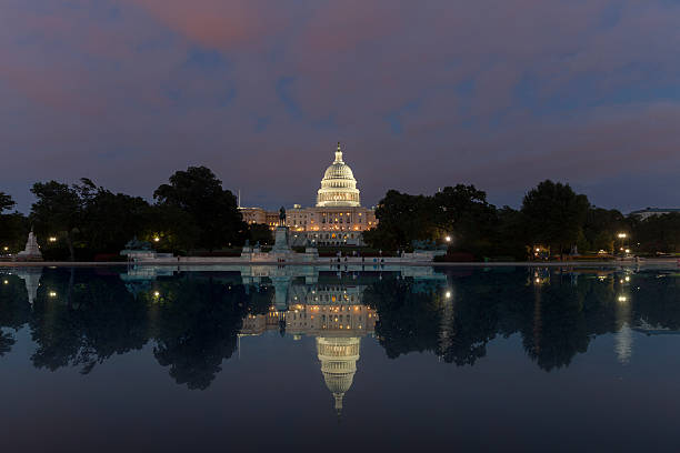 Washington DC, US Capitol Building in a cloudy sunrise