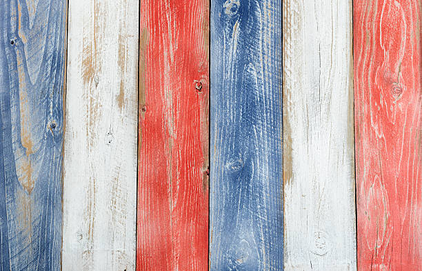 Vertical stressed boards painted in USA national colors