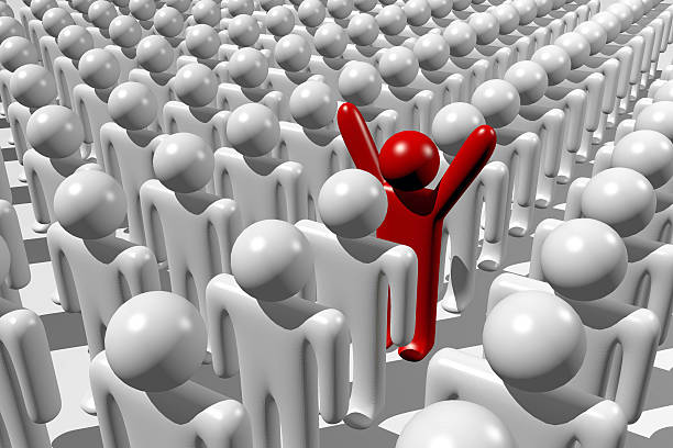 istock 3D out of the crowd concept 518727800