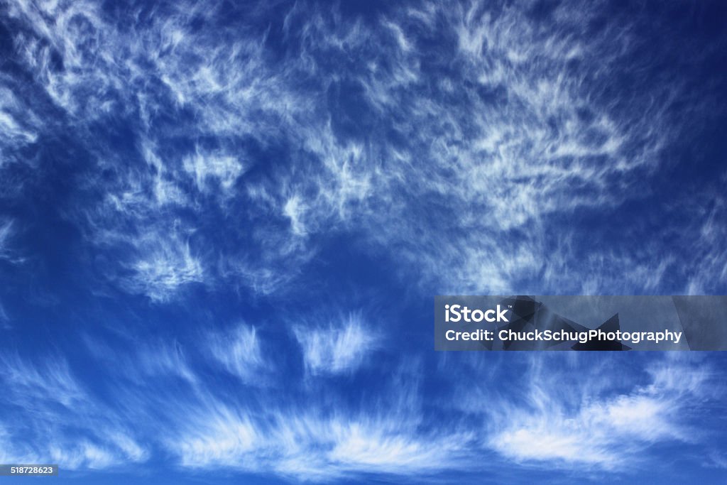 Cirrus Cloudscape Sky Cobalt blue Arizona sky with wispy cirrus clouds. Arizona Stock Photo