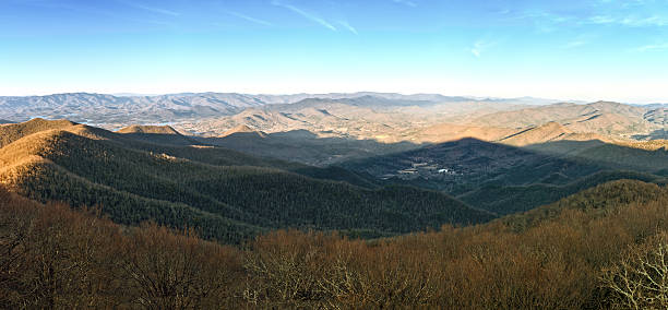 panorama degli appalachi - blue ridge mountains autumn great smoky mountains tree foto e immagini stock
