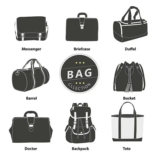 Vector illustration of Bags collection set