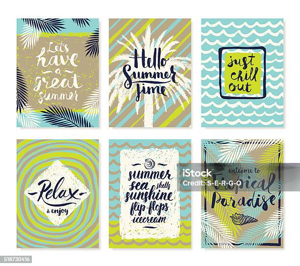 Set Of Summer Holidays And Tropical Vacation Posters Stock Illustration - Download Image Now