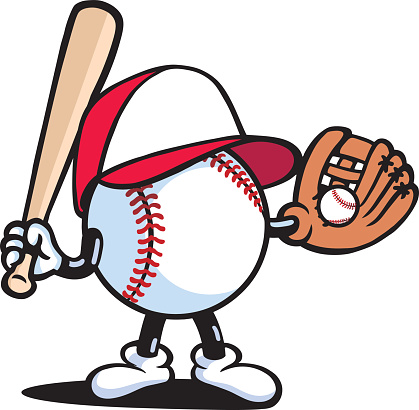 A vector illustration of a baseball character.