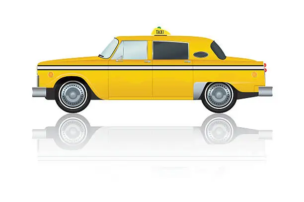 Vector illustration of Vintage Yellow New York Taxi