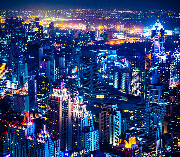 istock Bangkok cityscape at night Thailand 518733124