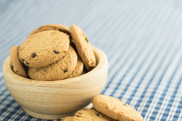 Chocolate chip cookies or biscuit stock photo