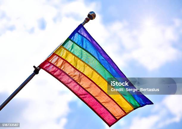 Gay Pride Flag Stock Photo - Download Image Now - Blue, Choice, Cloud - Sky