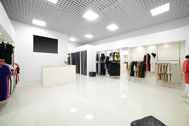 istock brand new interior of cloth store 518733793