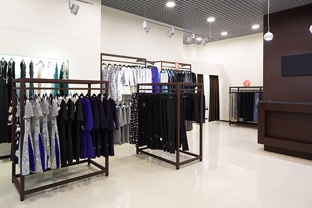 istock brand new interior of cloth store 518733813