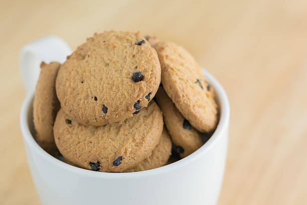 Chocolate chip cookies or biscuit stock photo