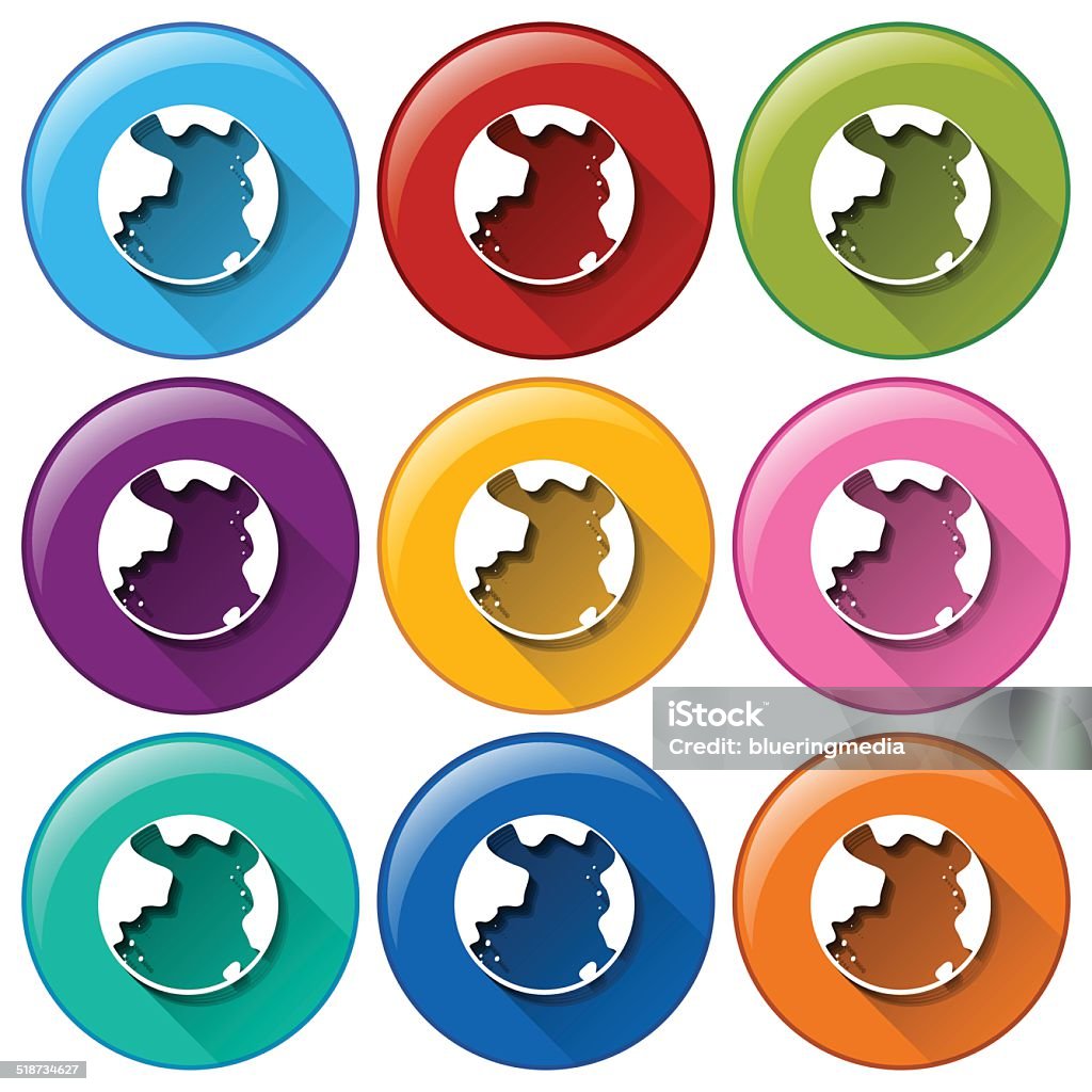 Earth icons Illustration of different color of earth icons Blue stock vector