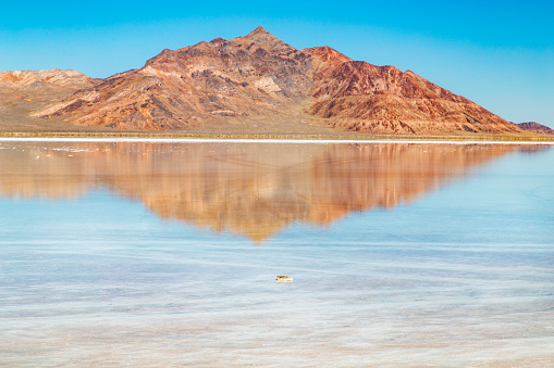 The Bonneville Salt Flats in Utah with beautiful reflection