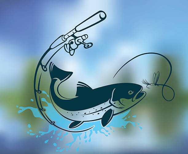 ilustraciones, imágenes clip art, dibujos animados e iconos de stock de pesca con mosca - minnow