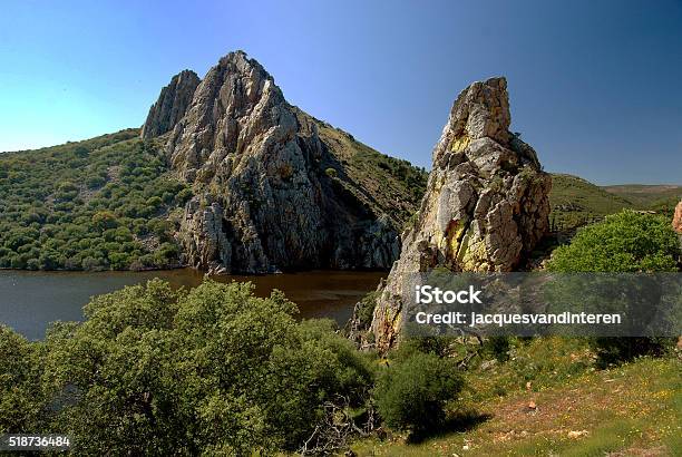 Rock Formations In Monfrague National Park Spain Stock Photo - Download Image Now - Caceres, Lake, Majestic