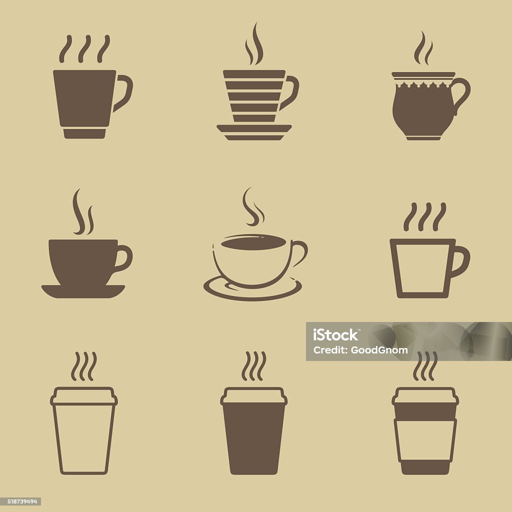 Coffee cup icon set Coffee or tea cup icon set Coffee - Drink stock vector