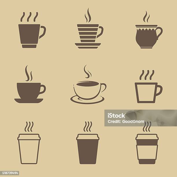 Coffee Cup Icon Set Stock Illustration - Download Image Now - Coffee - Drink, Icon Symbol, Coffee Cup