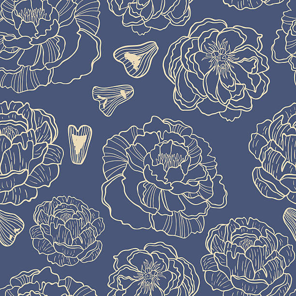 ilustrações, clipart, desenhos animados e ícones de primavera rampage vetor sem costura padrão de vetor sem costura patternspring rampage - bouquet rose peony rosé