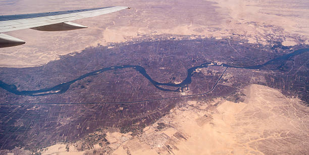 istock Nile River Valley under the wing of an airplane 518740538