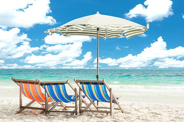 istock Chairs and Umbrella at the beach 518751449