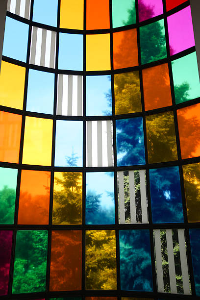 istock Glass window divided in colored squares 518753339