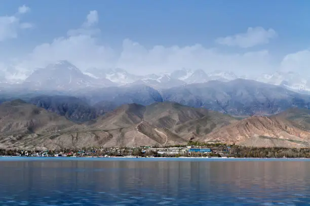 View of Issyk-kul lake in Cholpon-ata. Kyrgyzstan