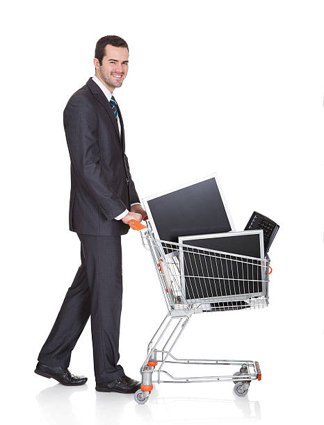istock Cheerful Businessman Shopping Lcd Monitors 518754141