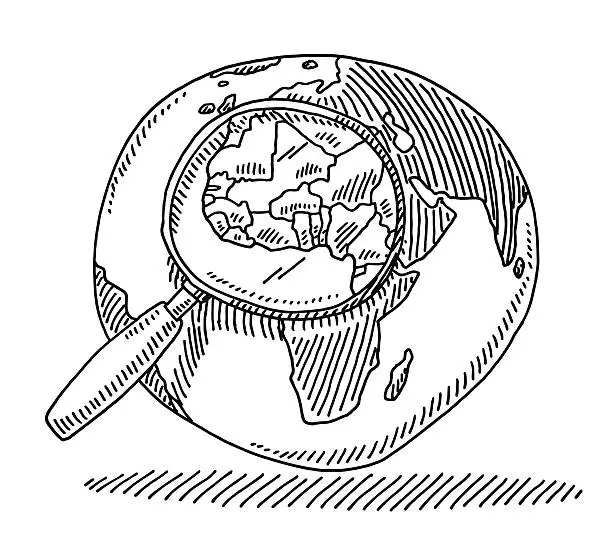 Vector illustration of Loupe West Africa Planet Earth Drawing