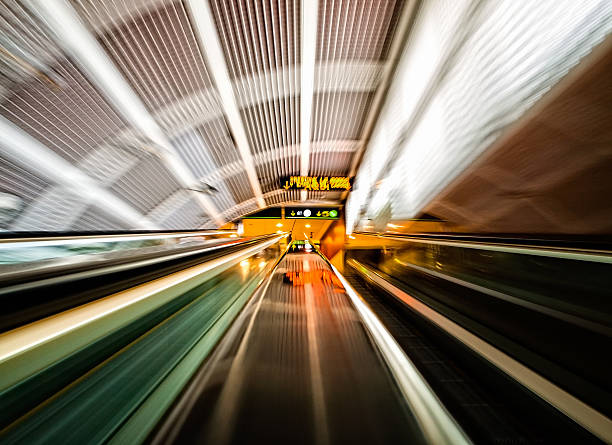 istock Moving stairs in an airport 518757201