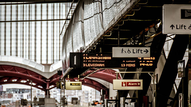 istock Modern light rail train station in London 518758006