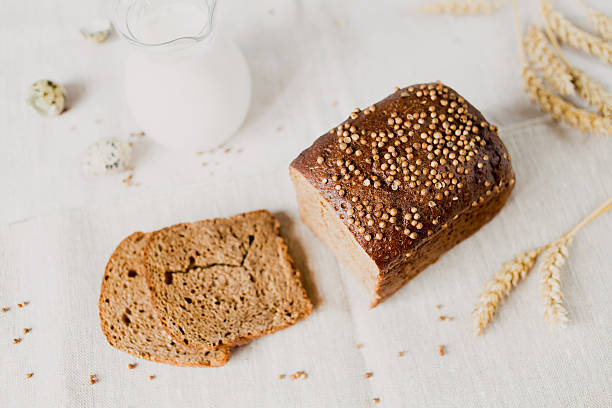 istock Sliced bread with fresh coriander and milk 518758424