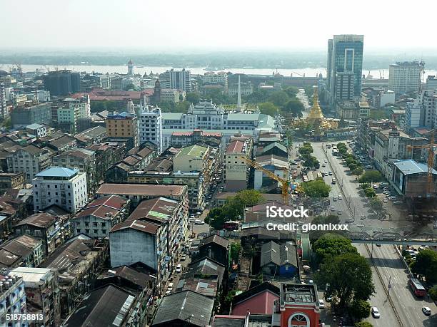 Yangon Cityscape Myanmar Stock Photo - Download Image Now - Yangon, Asia, City Street