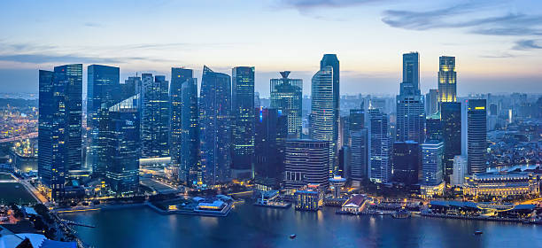 istock Singapore downtown district at dusk, aerial view 518762620