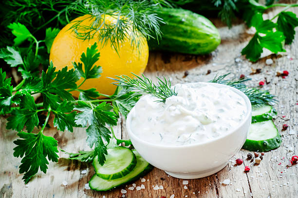 istock Ranch sauce in a white porcelain bowl with vegetables 518764102