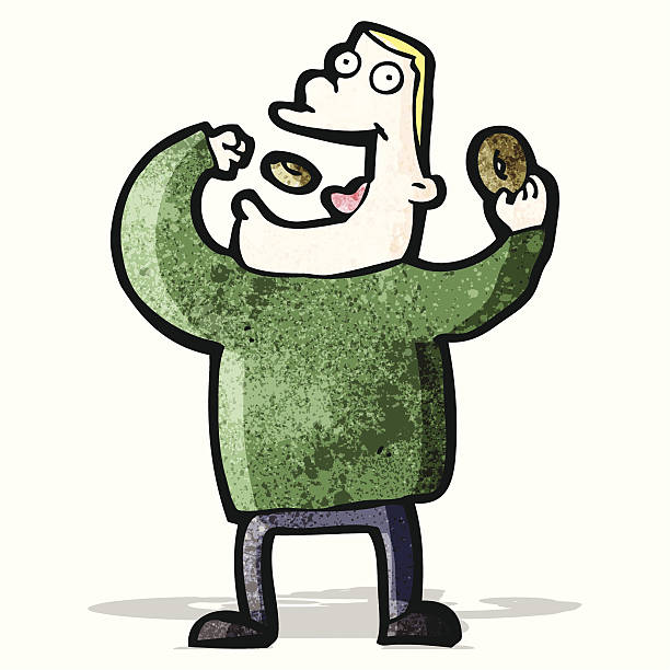 Cartoon Man Eating Donuts Stock Illustration - Download Image Now - Adult,  Bizarre, Boys - iStock