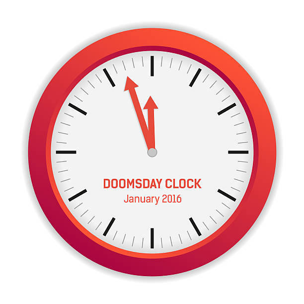 изолированных иллюстрация судный день часов (3 минуты до полуночи - doomsday clock stock illustrations