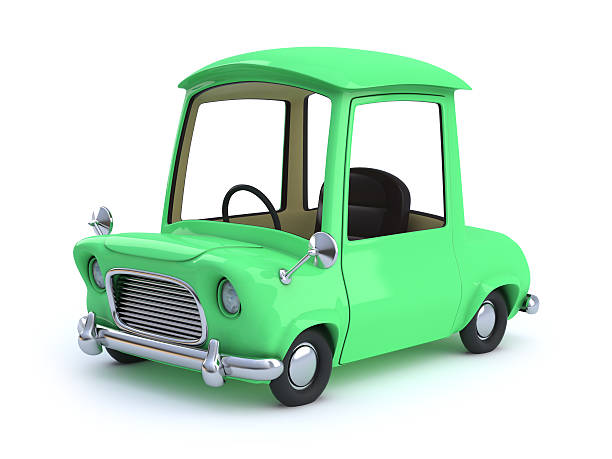 3d rendering of a cartoon character of a green happy car washed with soap and bubbles isolated on white background