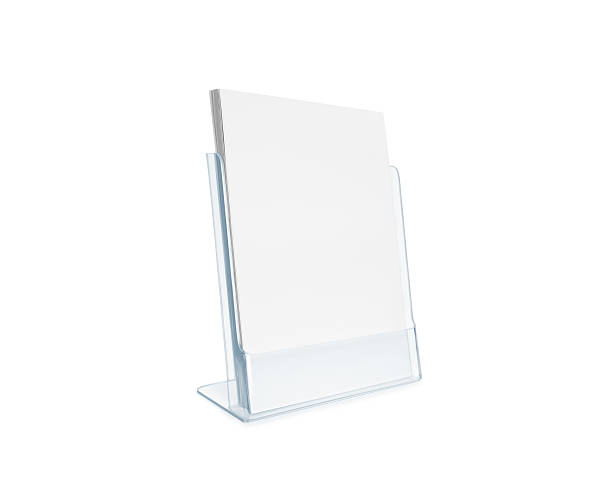 istock Blank flyer mockup glass plastic transparent holder isolated 518776666
