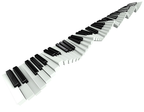 3d render of a rippling piano keyboard