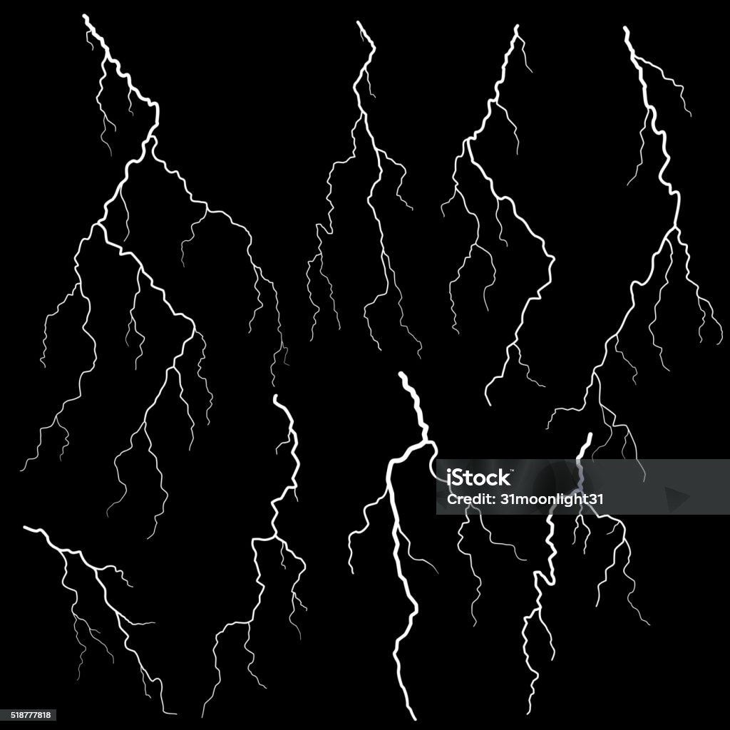 Satz von lightning - Lizenzfrei Gewitterblitz Vektorgrafik